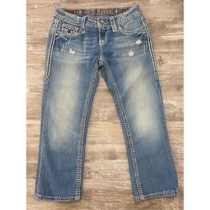 Rock Revival Jeans Kai Capri Cropped Bling Flap Pockets Womens Size 26